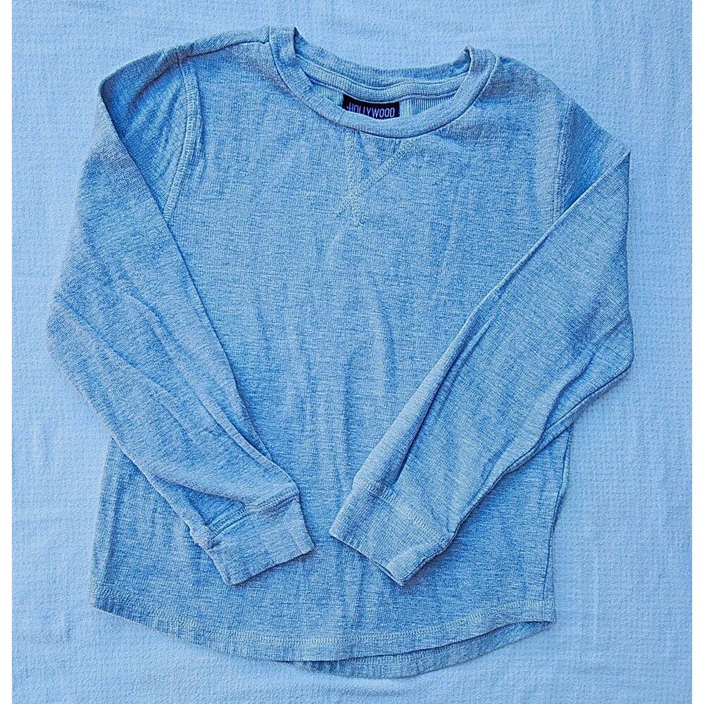 Hollywood The Jean People Boys Long Sleeve Crew Neck T-Shirt Size 8 Gray Cotton